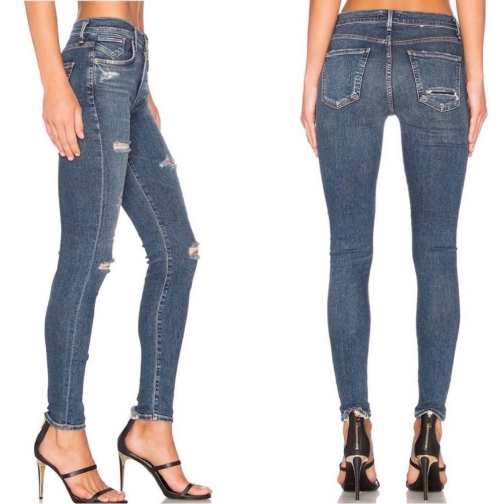 AGolde Women's Dark Blue Distressed Sophie Skinny Jeans
